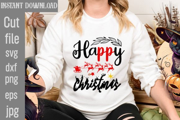 Happy Christmas SVG Cut File for T-Shirt Designs and Graphics