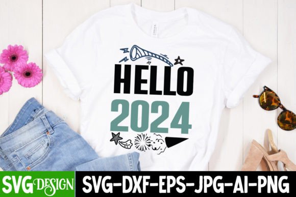 Hello 2024 SVG Cut File: Graphics for T-Shirt Designs