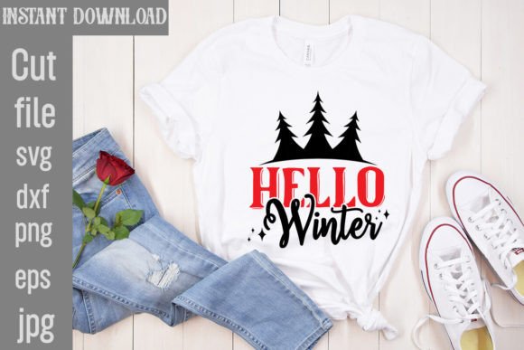 Hello Winter SVG Cut File Graphics for T-Shirt Designs