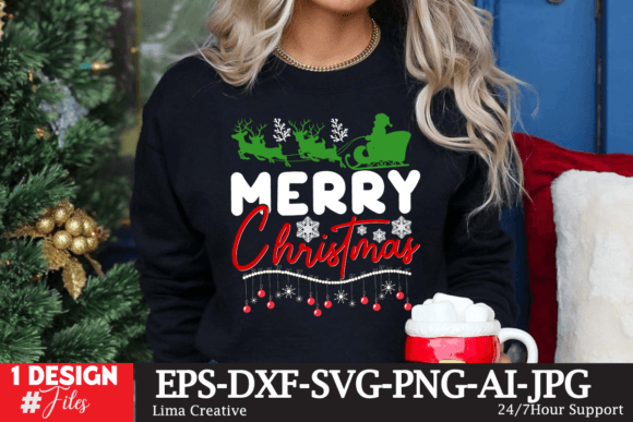 Merry Christmas SVG Cute File for T-Shirt Designs and Graphics