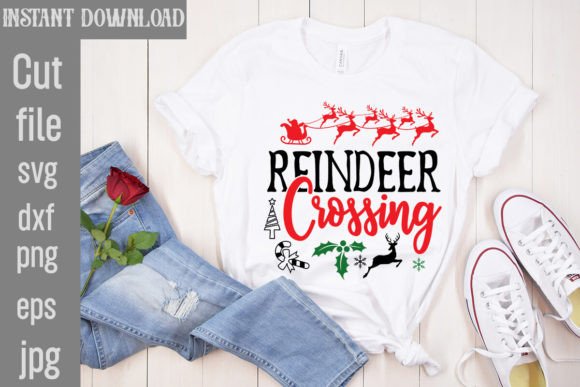 Reindeer Crossing SVG Cut File: Premium Graphics for T-Shirt Designs