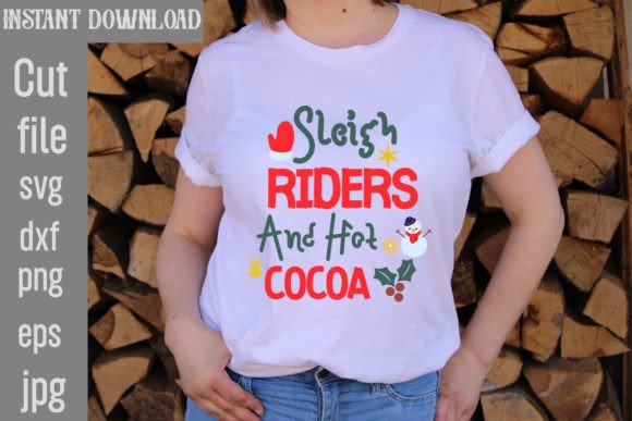 Sleigh Riders and Hot Cocoa SVG Cut File for T-Shirt Designs